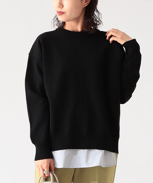 B:MING by BEAMS(ビーミングバイビームス)の「B:MING by BEAMS / バックスリット コンビ プルオーバー 21AW(ニット/セーター・レディース・ブラック系/ブラウン系/グリーン系/ネイビー系・ONE SIZE)」の2枚目の写真