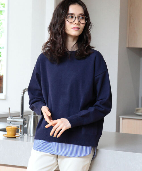 B:MING by BEAMS(ビーミングバイビームス)の「B:MING by BEAMS / バックスリット コンビ プルオーバー 21AW(ニット/セーター・レディース・ブラック系/ブラウン系/グリーン系/ネイビー系・ONE SIZE)」の4枚目の写真