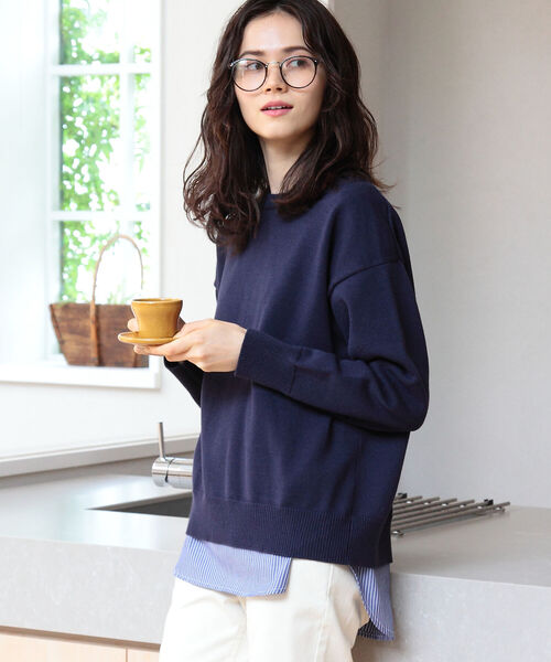 B:MING by BEAMS(ビーミングバイビームス)の「B:MING by BEAMS / バックスリット コンビ プルオーバー 21AW(ニット/セーター・レディース・ブラック系/ブラウン系/グリーン系/ネイビー系・ONE SIZE)」の13枚目の写真