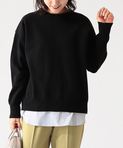 B:MING by BEAMS(ビーミングバイビームス)の「B:MING by BEAMS / バックスリット コンビ プルオーバー 21AW(ニット/セーター・レディース・ブラック系/ブラウン系/グリーン系/ネイビー系・ONE SIZE)」の6枚目の写真