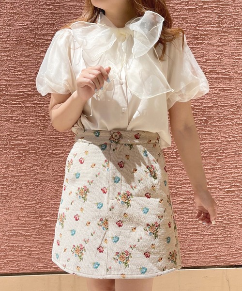 apres jour(アプレジュール)の「台形ゴブランスカート【ZOZOTOWN限定アイテム】(スカート・レディース・ブラック系その他/アイボリー・X-LARGE/フリー)」の4枚目の写真