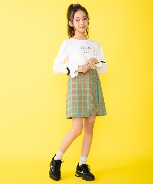 JENNI belle（ジェニィベル）の「【WEB限定】チェックラップ風スカート（スカート・キッズ・ベージュ/ネイビー・150cm/130cm/160cm/140cm）」の3枚目の写真