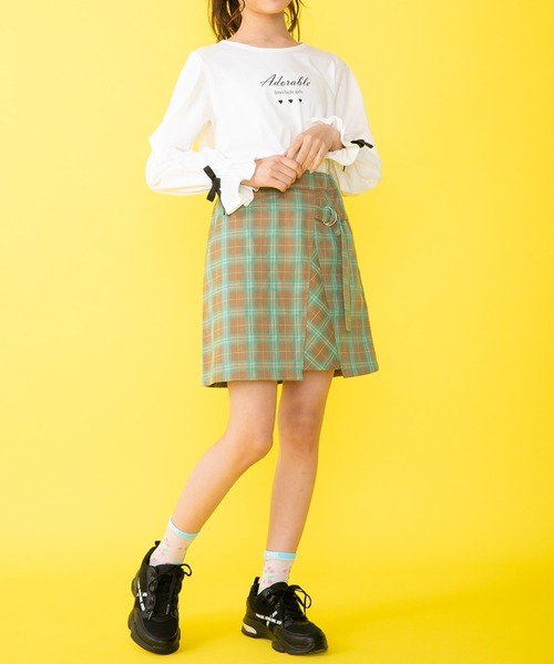 JENNI belle（ジェニィベル）の「【WEB限定】チェックラップ風スカート（スカート・キッズ・ベージュ/ネイビー・150cm/130cm/160cm/140cm）」の16枚目の写真