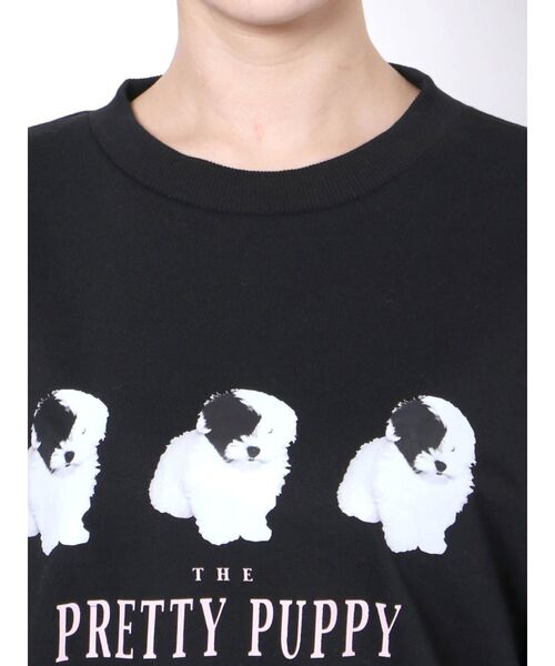 merry jenny(メリージェニー)の「PRETTY PUPPY トレーナー(スウェット・レディース・ブラック/オフホワイト・FREE)」の4枚目の写真