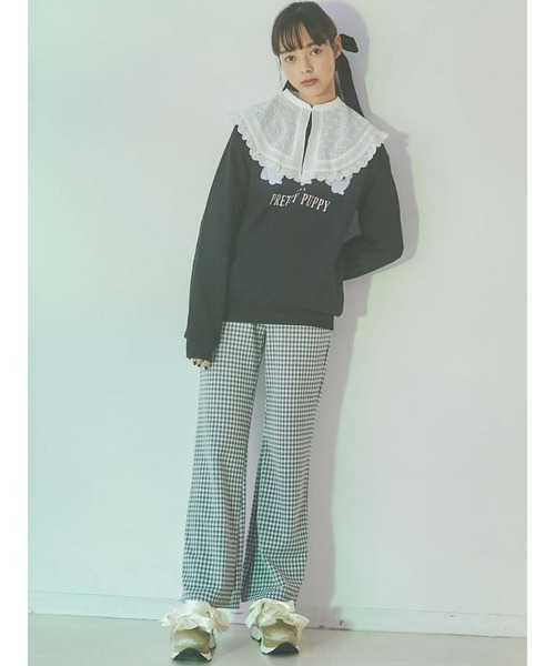 merry jenny(メリージェニー)の「PRETTY PUPPY トレーナー(スウェット・レディース・ブラック/オフホワイト・FREE)」の5枚目の写真