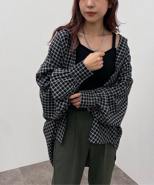 apres jour mignon（アプレジュールミニョン）の「アソートチェックルーズシャツ【ZOZOTOWN限定アイテム】（シャツ/ブラウス・レディース・ブラック/グリーン系その他/マスタード/グリーン/ブルー系その他/ブラック系その他・X-LARGE/フリー）」の2枚目の写真