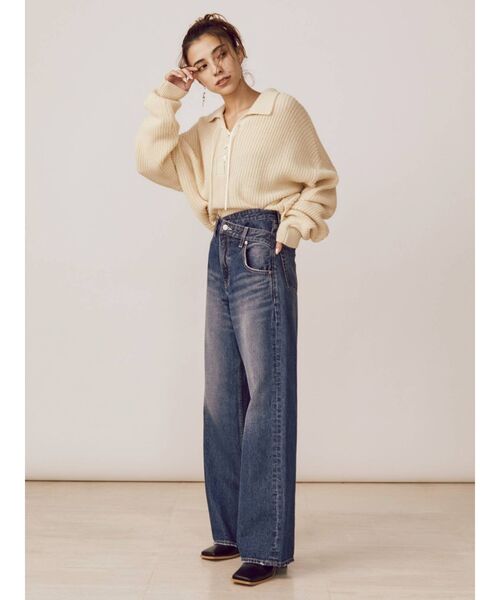 EVRIS（エヴリス）の「レースアップオープンカラーニット（ニット/セーター・レディース・ブラック/ベージュ/アイボリー・FREE）」の14枚目の写真