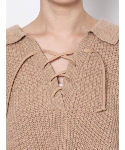 EVRIS（エヴリス）の「レースアップオープンカラーニット（ニット/セーター・レディース・ブラック/ベージュ/アイボリー・FREE）」の10枚目の写真