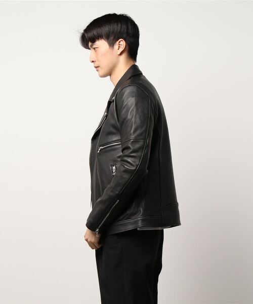 semantic design(セマンティックデザイン)の「シェラック/SHELLAC シープレザー ダブルライダース(ライダースジャケット・メンズ・ブラック・MEDIUM/LARGE)」の4枚目の写真