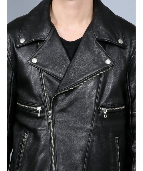 semantic design(セマンティックデザイン)の「シェラック/SHELLAC シープレザー ダブルライダース(ライダースジャケット・メンズ・ブラック・MEDIUM/LARGE)」の6枚目の写真