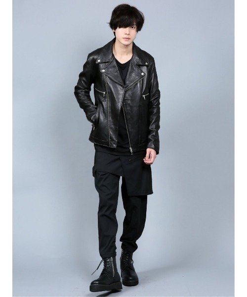 semantic design(セマンティックデザイン)の「シェラック/SHELLAC シープレザー ダブルライダース(ライダースジャケット・メンズ・ブラック・MEDIUM/LARGE)」の10枚目の写真