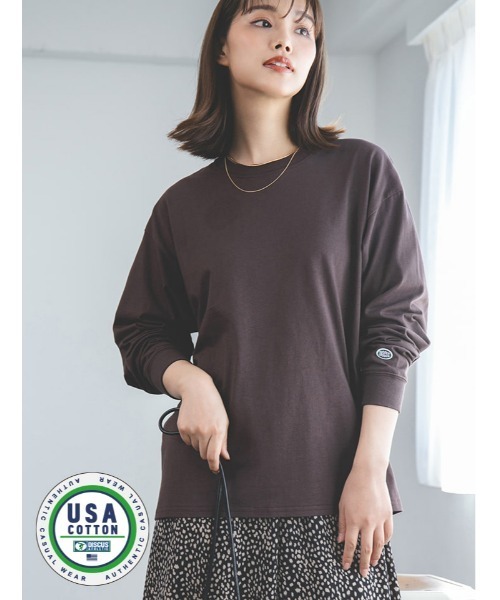 DISCUS ATHLETIC(ディスカス アスレチック)の「【DISCUS ATHLETIC】USAコットンロングTシャツ(Tシャツ/カットソー・レディース・ホワイト/ブラウン/オレンジ/ブラック/カーキ/パープル・LARGE/MEDIUM/X-LARGE)」の4枚目の写真