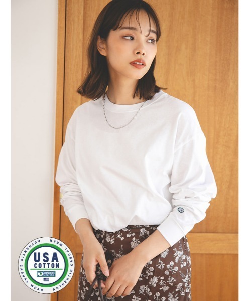 DISCUS ATHLETIC(ディスカス アスレチック)の「【DISCUS ATHLETIC】USAコットンロングTシャツ(Tシャツ/カットソー・レディース・ホワイト/ブラウン/オレンジ/ブラック/カーキ/パープル・LARGE/MEDIUM/X-LARGE)」の2枚目の写真