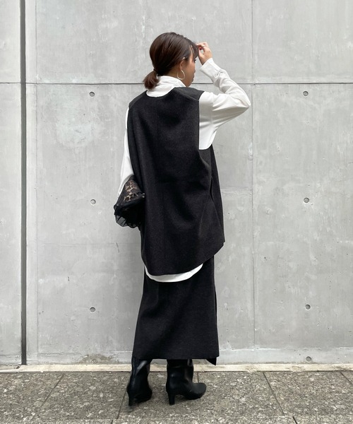 DouDou（ドゥドゥ）の「圧縮天竺スリットタイトスカート（スカート・レディース・チャコールグレー/ベージュ・FREE）」の16枚目の写真