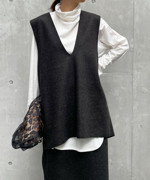 DouDou（ドゥドゥ）の「圧縮天竺スリットタイトスカート（スカート・レディース・チャコールグレー/ベージュ・FREE）」の17枚目の写真