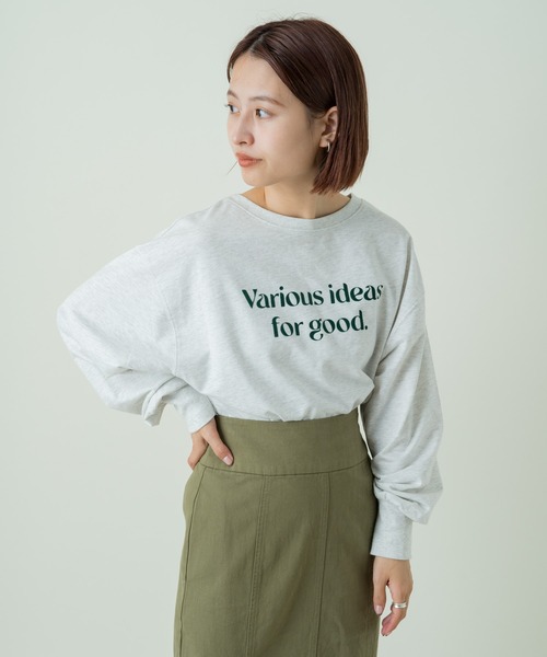 Kastane（カスタネ）の「ロゴミニ裏毛ロンT（Tシャツ/カットソー・レディース・ライトグレー/サックスブルー/グリーン・FREE）」の14枚目の写真