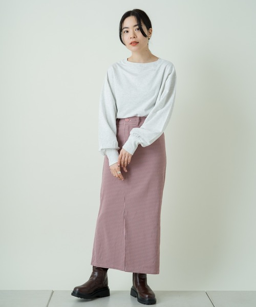 Kastane（カスタネ）の「ロゴミニ裏毛ロンT（Tシャツ/カットソー・レディース・ライトグレー/サックスブルー/グリーン・FREE）」の6枚目の写真