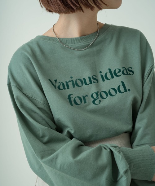 Kastane（カスタネ）の「ロゴミニ裏毛ロンT（Tシャツ/カットソー・レディース・ライトグレー/サックスブルー/グリーン・FREE）」の15枚目の写真