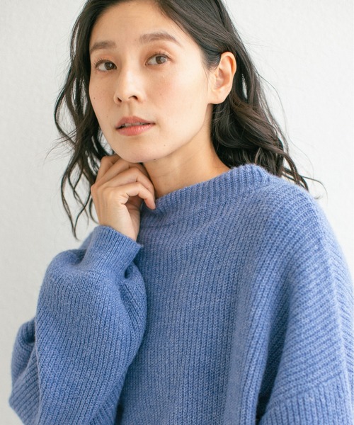 LEPSIM（レプシィム）の「5ゲージ畦袖ボリュームプルオーバー　219652（ニット/セーター・レディース・イエロー/ブルー/モカ/チャコールグレー・FREE）」の3枚目の写真