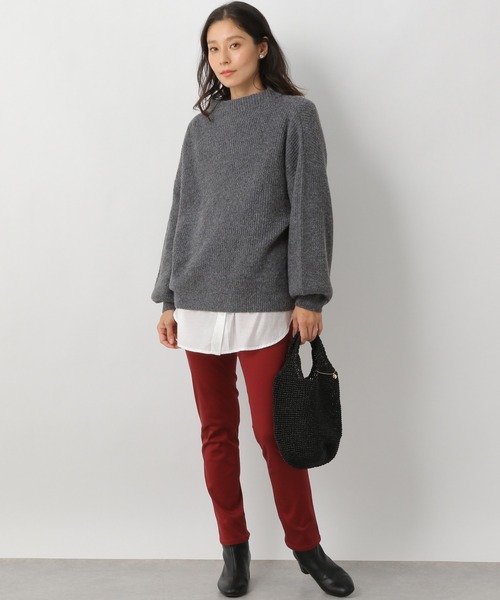 LEPSIM（レプシィム）の「5ゲージ畦袖ボリュームプルオーバー　219652（ニット/セーター・レディース・イエロー/ブルー/モカ/チャコールグレー・FREE）」の5枚目の写真