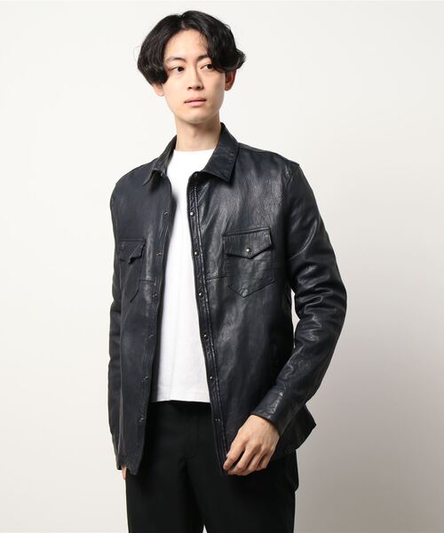 CUSTOM CULTURE(カスタムカルチャー)の「【Garrett】 ラムレザー ブルゾン(その他アウター・メンズ・ネイビー・52)」の1枚目の写真