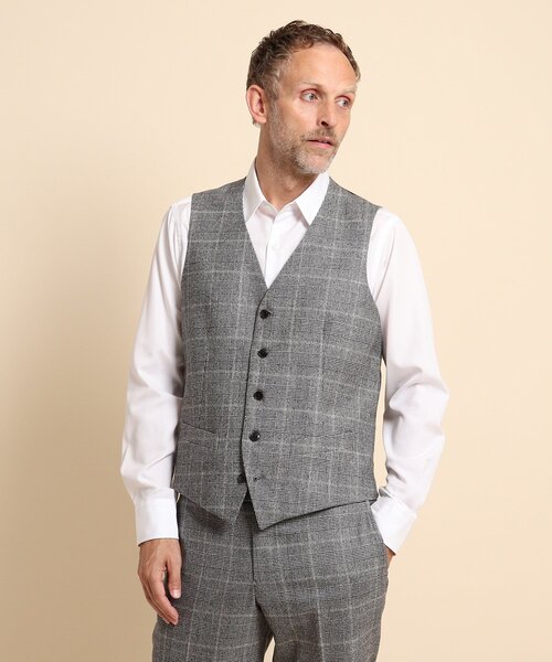 40ct&525(フォーティーカラッツアンドゴーニーゴ)の「【Sサイズ~】フラノチェック ベスト(スーツベスト・メンズ・グレー系その他/ブラック系1・01/02/03/04)」の2枚目の写真
