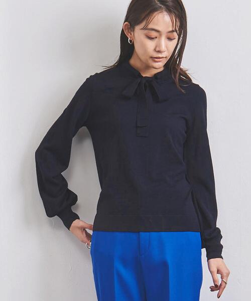 Gunn Johansson（グンヨハンソン）の「＜Gunn Johansson（グン ヨハンソン）＞ボウタイ ニット（ニット/セーター・レディース・ネイビー/オフホワイト・38）」の2枚目の写真