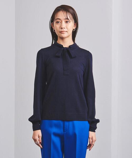 Gunn Johansson（グンヨハンソン）の「＜Gunn Johansson（グン ヨハンソン）＞ボウタイ ニット（ニット/セーター・レディース・ネイビー/オフホワイト・38）」の3枚目の写真