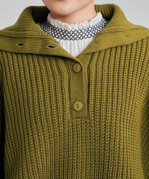 cepo（セポ）の「ボリュームスリーブ ハイネックショートニット（ニット/セーター・レディース・ブラウン/グリーン/オフホワイト・M）」の14枚目の写真