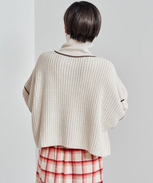 cepo（セポ）の「ボリュームスリーブ ハイネックショートニット（ニット/セーター・レディース・ブラウン/グリーン/オフホワイト・M）」の8枚目の写真