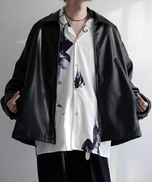 NILWAY | Dバックルワイドスリーブシンセティックレザージップジャケット(ブルゾン)