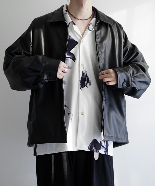 NILWAY（ニルウェイ）の「Dバックルワイドスリーブシンセティックレザージップジャケット（ブルゾン・メンズ・ブラック・SMALL/MEDIUM/LARGE）」の9枚目の写真