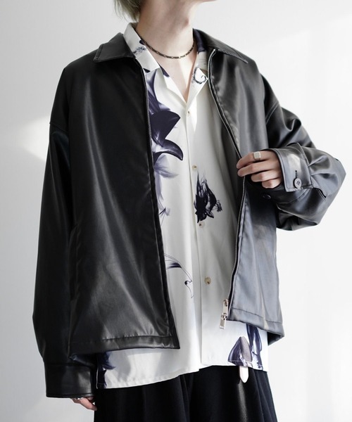 NILWAY（ニルウェイ）の「Dバックルワイドスリーブシンセティックレザージップジャケット（ブルゾン・メンズ・ブラック・SMALL/MEDIUM/LARGE）」の16枚目の写真