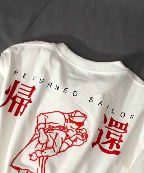 AVIREX（アヴィレックス）の「リターンド セーラー ロングスリーブ Tシャツ / RETURNED SAILOR LONG SLEEVE T-SHIRT / アヴィレックス / AVIREX（Tシャツ/カットソー・メンズ・オフホワイト/ブラック/カーキ/ライトピンク/ライトグレー・MEDIUM/LARGE/X-LARGE/XX-LARGE）」の14枚目の写真