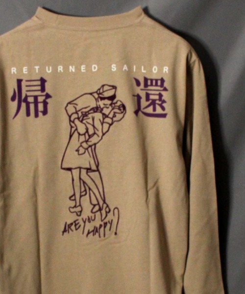 AVIREX（アヴィレックス）の「リターンド セーラー ロングスリーブ Tシャツ / RETURNED SAILOR LONG SLEEVE T-SHIRT / アヴィレックス / AVIREX（Tシャツ/カットソー・メンズ・オフホワイト/ブラック/カーキ/ライトピンク/ライトグレー・MEDIUM/LARGE/X-LARGE/XX-LARGE）」の4枚目の写真
