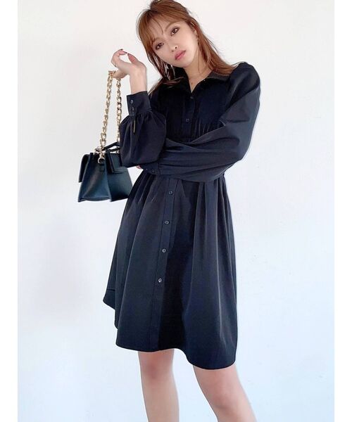 RESEXXY(リゼクシー)の「ウエストシャーリングシャツチュニック(シャツワンピース・レディース・ホワイト/ブラック/ベージュ/その他1・FREE)」の7枚目の写真
