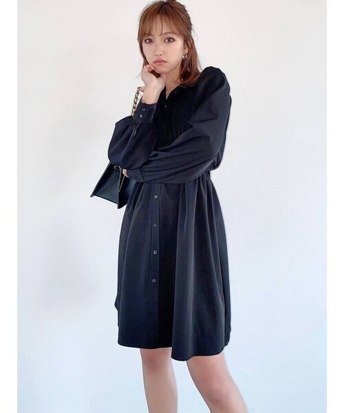 RESEXXY(リゼクシー)の「ウエストシャーリングシャツチュニック(シャツワンピース・レディース・ホワイト/ブラック/ベージュ/その他1・FREE)」の8枚目の写真