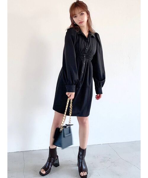 RESEXXY(リゼクシー)の「ウエストシャーリングシャツチュニック(シャツワンピース・レディース・ホワイト/ブラック/ベージュ/その他1・FREE)」の10枚目の写真