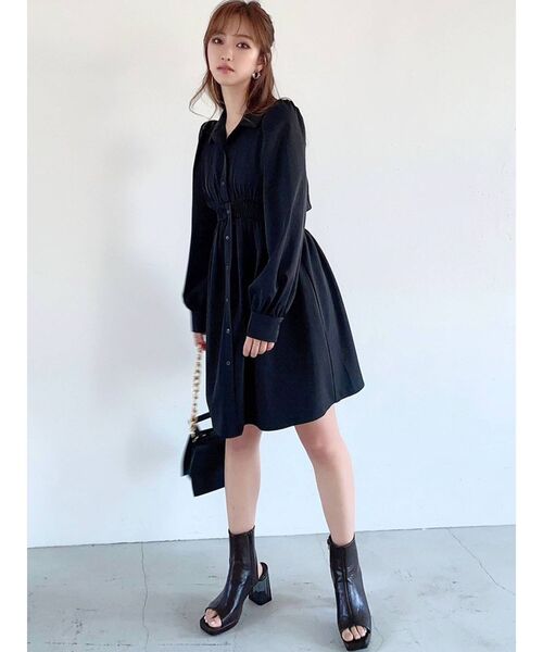 RESEXXY(リゼクシー)の「ウエストシャーリングシャツチュニック(シャツワンピース・レディース・ホワイト/ブラック/ベージュ/その他1・FREE)」の12枚目の写真