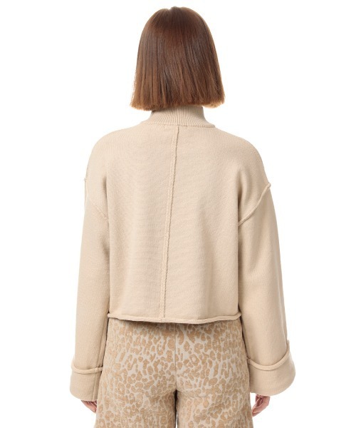 SLY（スライ）の「ROLL UP S/L SHORT TOPS ロールアップスリーブ ショート トップス（ニット/セーター・レディース・ホワイト/ブラック/ベージュ/グリーン・FREE）」の15枚目の写真