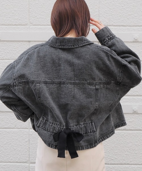 tiptop（ティップトップ）の「バックリボンブルゾン（デニムジャケット・レディース・ブルー/アイボリー/ブラック・FREE）」の11枚目の写真