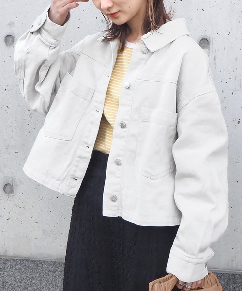 tiptop（ティップトップ）の「バックリボンブルゾン（デニムジャケット・レディース・ブルー/アイボリー/ブラック・FREE）」の5枚目の写真