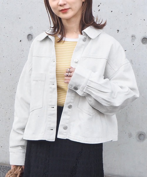 tiptop（ティップトップ）の「バックリボンブルゾン（デニムジャケット・レディース・ブルー/アイボリー/ブラック・FREE）」の4枚目の写真