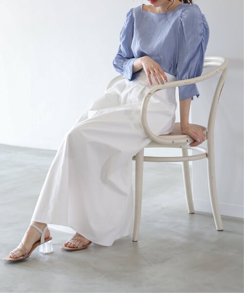 RAY CASSIN（レイカズン）の「ウエストタックロングフレアスカート（スカート・レディース・ブラック/オフホワイト/ベージュ・FREE）」の2枚目の写真