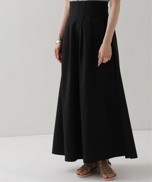 RAY CASSIN（レイカズン）の「ウエストタックロングフレアスカート（スカート・レディース・ブラック/オフホワイト/ベージュ・FREE）」の4枚目の写真