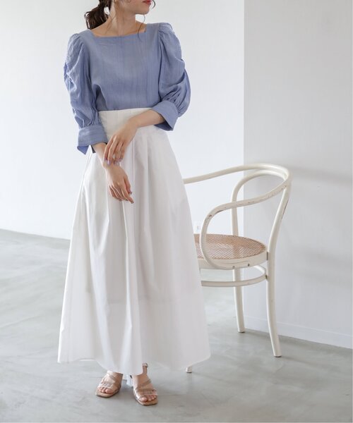 RAY CASSIN（レイカズン）の「ウエストタックロングフレアスカート（スカート・レディース・ブラック/オフホワイト/ベージュ・FREE）」の16枚目の写真