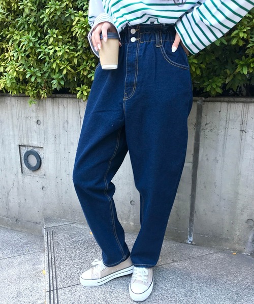 INGNI（イング）の「デニムマム／パンツ（デニムパンツ・レディース・グリーン/ブラック/ケミカルウォッシュ/アイボリー/インディゴブルー/グレー/ブルー系その他・FREE）」の5枚目の写真
