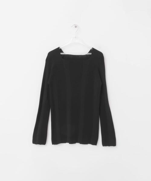 LAATO(ラート)の「SQUARE NECK RIB KNIT(ニット/セーター・レディース・オフホワイト/ブラック/ブラウン/ベージュ/オレンジ・FREE)」の3枚目の写真