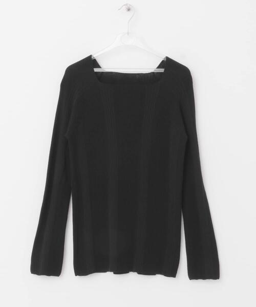 LAATO(ラート)の「SQUARE NECK RIB KNIT(ニット/セーター・レディース・オフホワイト/ブラック/ブラウン/ベージュ/オレンジ・FREE)」の8枚目の写真