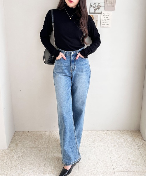 GeeRA（ジーラ）の「ハイネックメローリブトップス（Tシャツ/カットソー・レディース・ブラック/ミント/アイボリー・MEDIUM/X-LARGE/LARGE）」の6枚目の写真